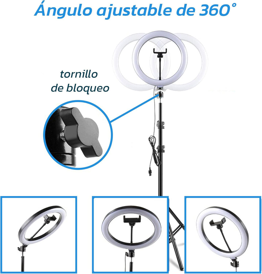 Aro 26cm de Luz Selfie con Tripode 2m