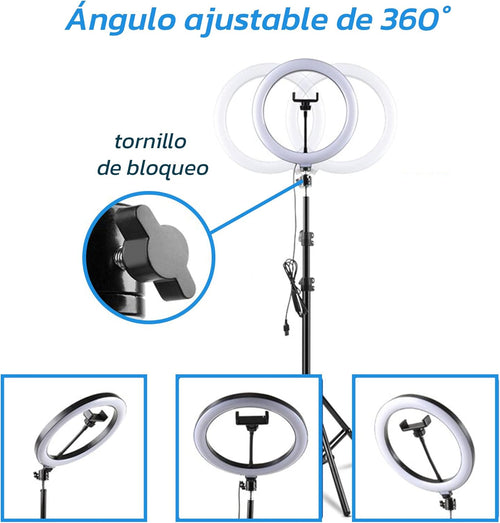 Aro 26cm de Luz Selfie con Tripode 2m